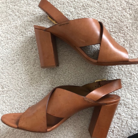 Chloe Brown Leather Stacked Heel Sandal - Picture 5 of 8